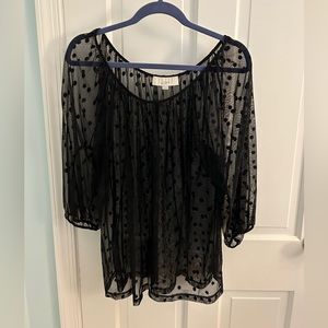 Loft Sheer Blouse with black dots in the fabric!